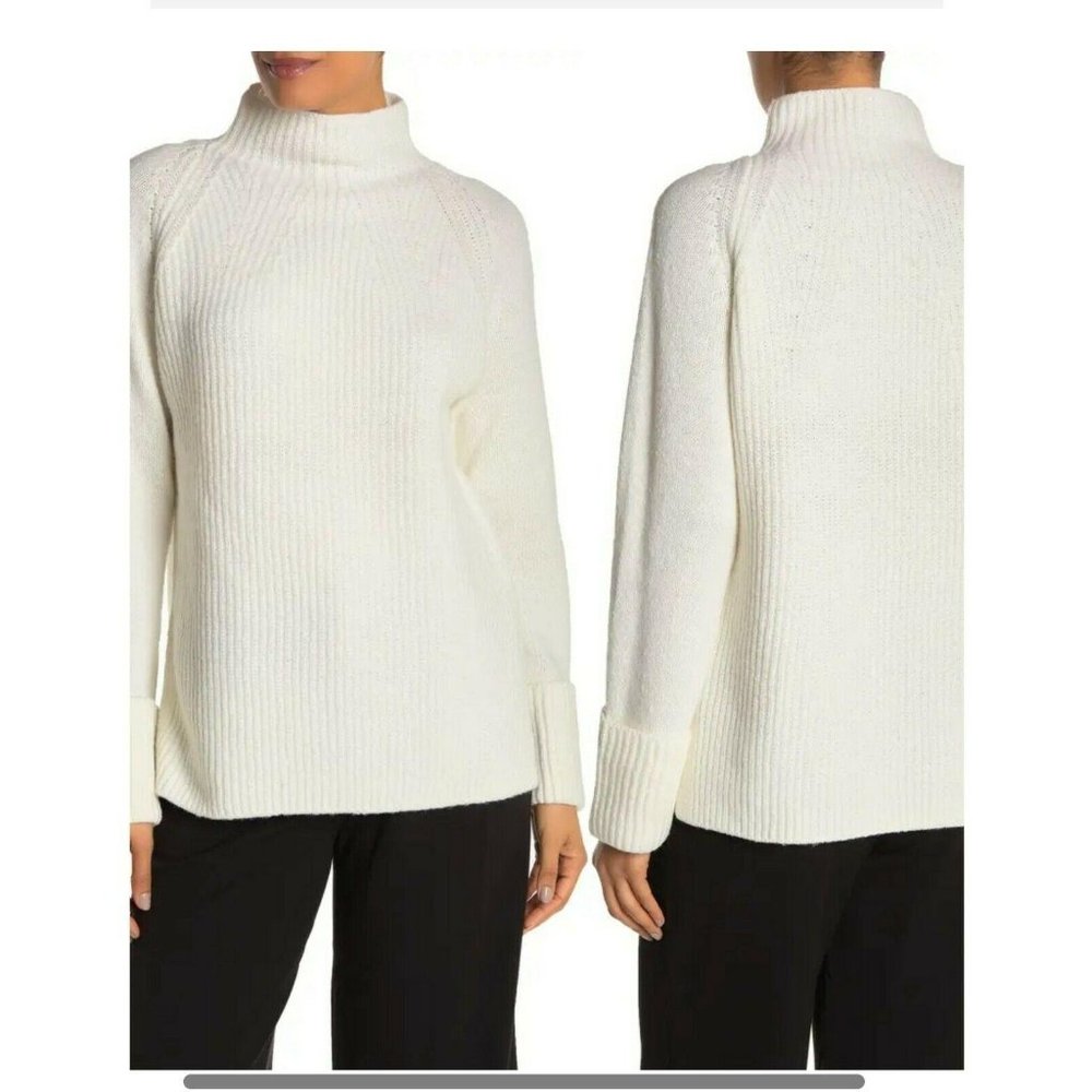 Vince SZ M Rolled Cuff Mock Neck Pullover Sweater